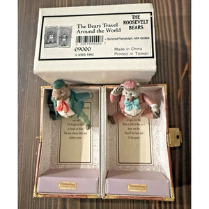 Schmid Roosevelt Bears Travel Around the World Jointed Teddy Bear Trunk Set 1993